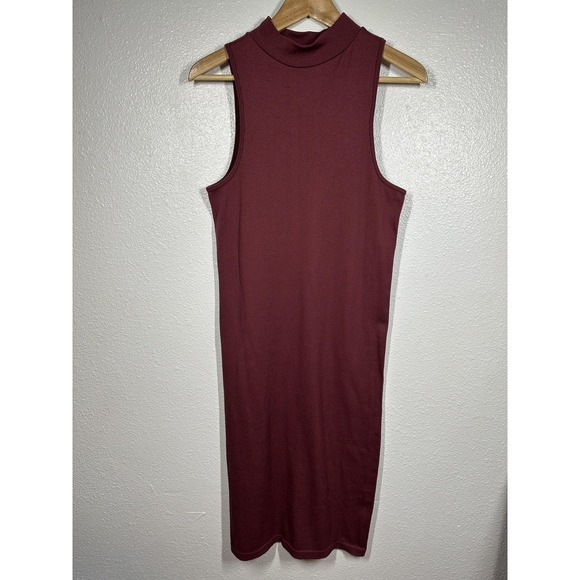 Madden Nyc Dresses & Skirts - Madden NYC Dress Womens Large Burgundy Ribbed Knit Sleeveless Mock Neck Bodycon‎